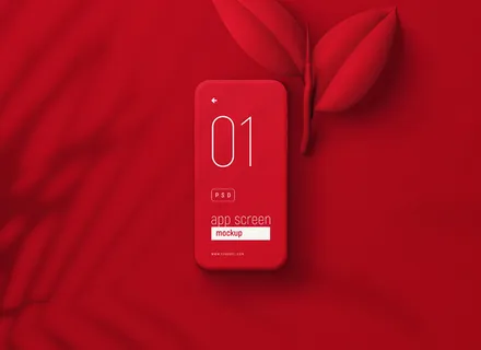 红叶的红色智能手机模型样机