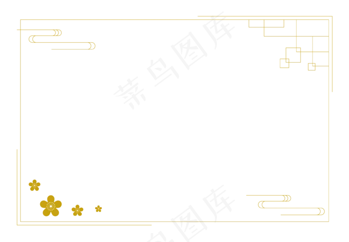 新春浅金色中国风细框矢量边框ai矢量模版下载