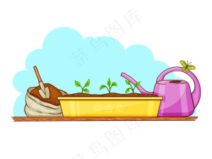 白色背景上的园林工具。白色背景上的孤立对象。