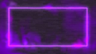带有紫色背景的发光矩形霓虹灯矢量图照明框架。