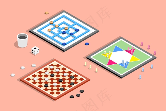 棋盘游戏系列eps,ai矢量模版下载