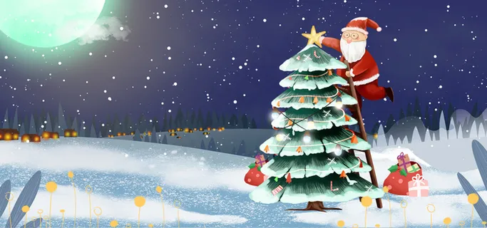 圣诞老人雪地装饰圣诞树