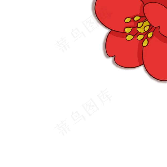 2019元旦新年红色喜庆大红花边角(2000X2000(DPI:300))psd模版下载