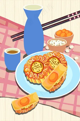 中秋节美食蛋黄月饼中秋