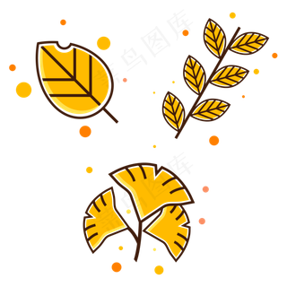 橘黄色MBE风格矢量秋天树叶元素
