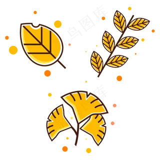 橘黄色MBE风格矢量秋天树叶元素