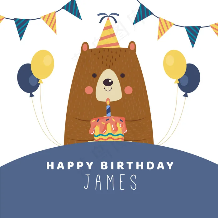 带熊的生日愿望模板eps,ai矢量模版下载