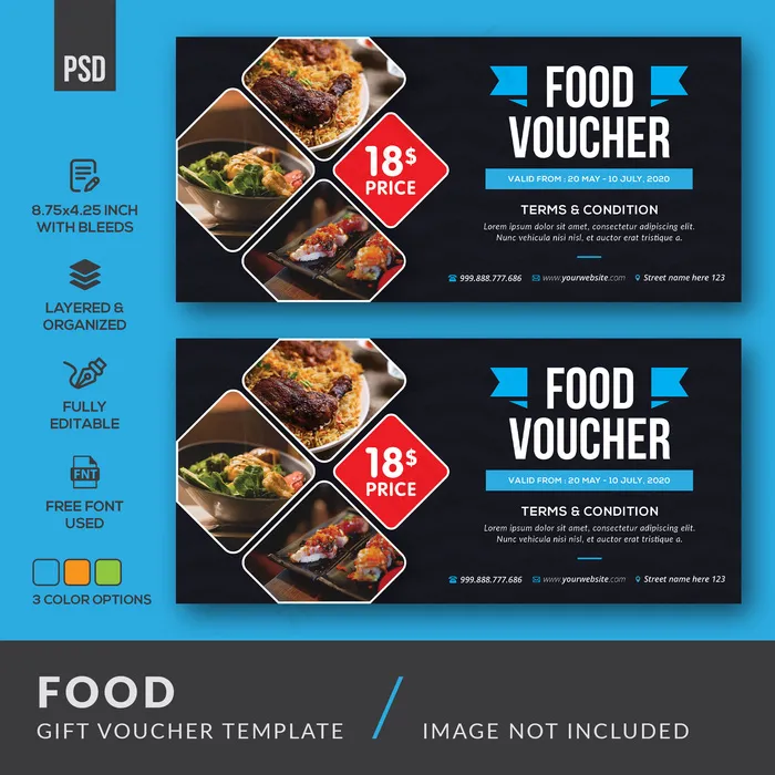 食品礼券psd模版下载