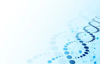 Dna 背景。蓝色抽象螺旋生物技术与六边形分子纹理