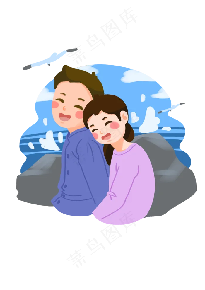 手绘时尚卡通情侣(2480X3508(DPI:300))psd模版下载