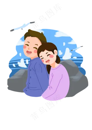 手绘时尚卡通情侣