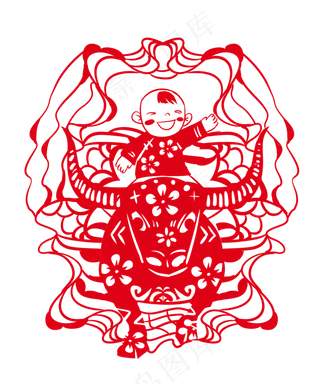 牛年新年年画剪纸