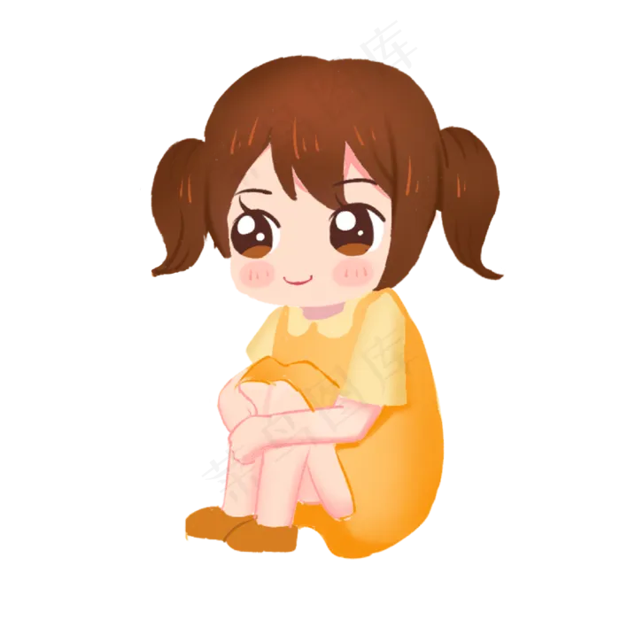 儿童节坐着的可爱小女孩(2000X2000(DPI:300))psd模版下载