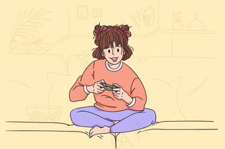 儿童玩电子游戏的概念