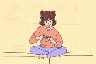 儿童玩电子游戏的概念