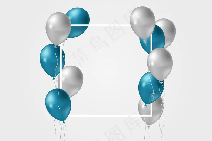 现实风格蓝色和灰色气球eps,ai矢量模版下载
