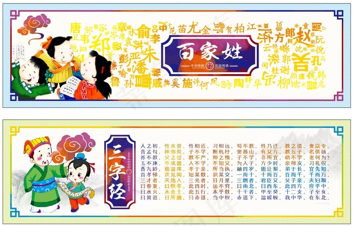 三字经 校园文化墙展板cdr矢量模版下载