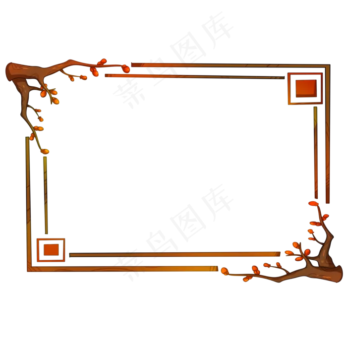 中国风梅花红色边框(2000X2000(DPI:299))psd模版下载