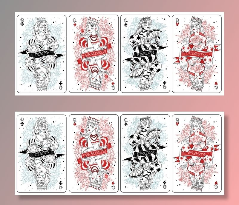 扑克牌皇后套装eps,ai矢量模版下载