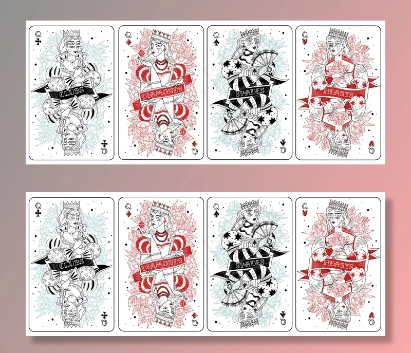 扑克牌皇后套装eps,ai矢量模版下载