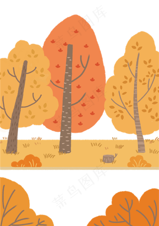 手绘秋天的树下载