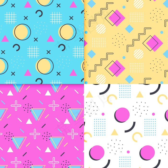 孟菲斯图案系列eps,ai矢量模版下载
