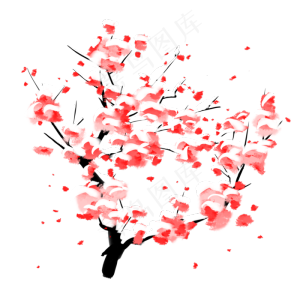 中国风手绘梅花花枝