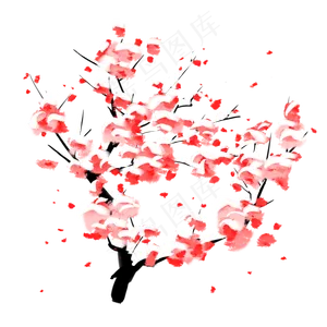 中国风手绘梅花花枝