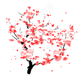 中国风手绘梅花花枝