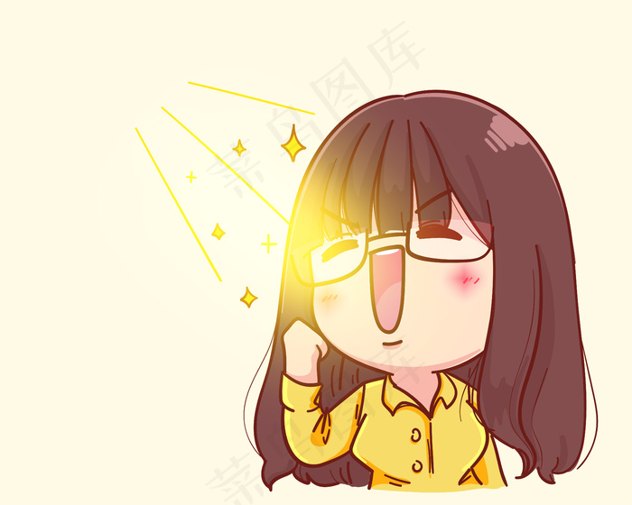 年轻女商人做胜利者手势卡通插画
