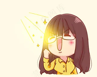 年轻女商人做胜利者手势卡通插画