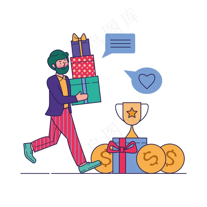 客户在奖金计划中收到礼物矢量图