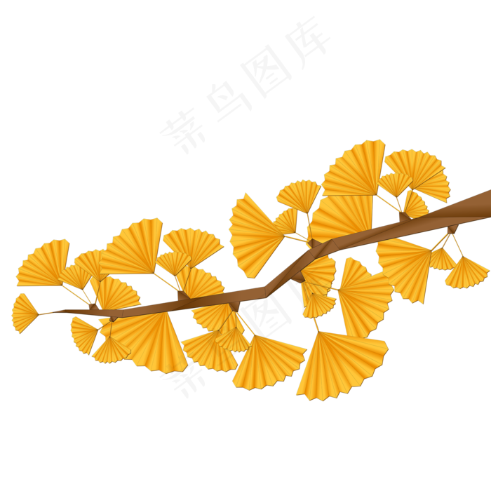 秋天折纸风格银杏树枝