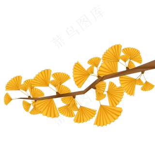 秋天折纸风格银杏树枝