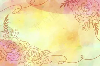 水彩背景与绘画元素