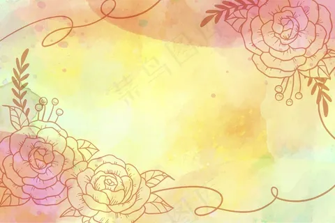 水彩背景与绘画元素 水彩背景与绘画元素