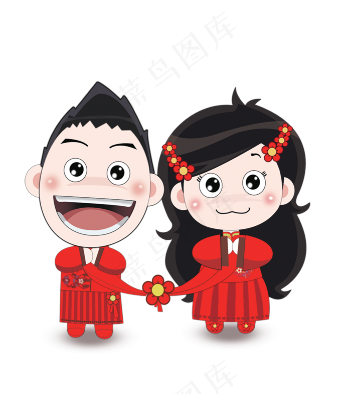 古典婚礼装卡通手绘