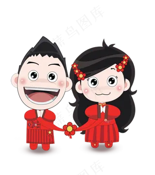 古典婚礼装卡通手绘