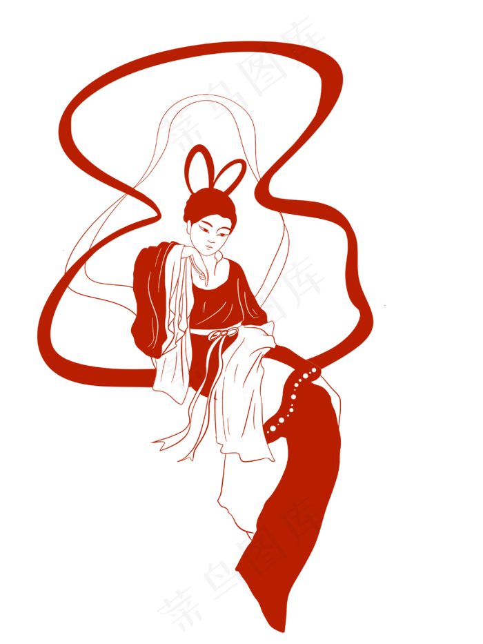 剪纸风嫦娥(3000X4000(DPI:300))psd模版下载