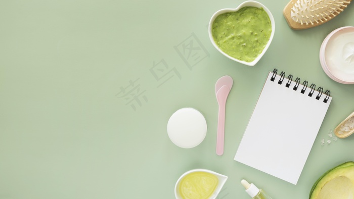 自然产品和复制空间记事本spa概念