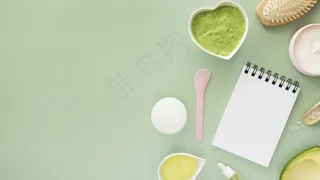 自然产品和复制空间记事本spa概念