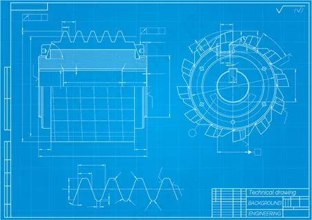 机械工程图纸。刀具，铣刀。技术设计