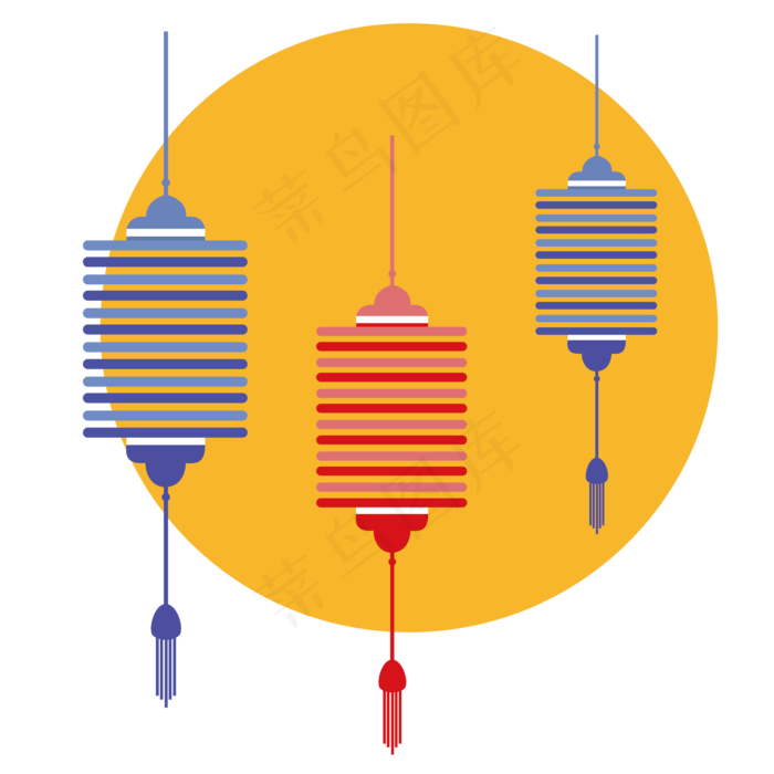 中秋线条灯笼(2000X2000(DPI:300))ai矢量模版下载