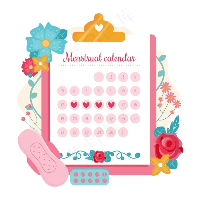 月经历概念图eps,ai矢量模版下载