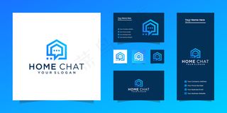 创造性的家庭聊天结合图标家，谈话和泡沫和名片