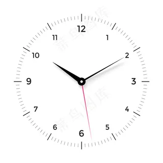 白底黑红指针白色钟面