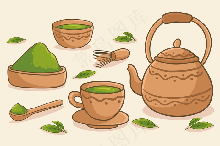 手绘抹茶-背景eps,ai矢量模版下载