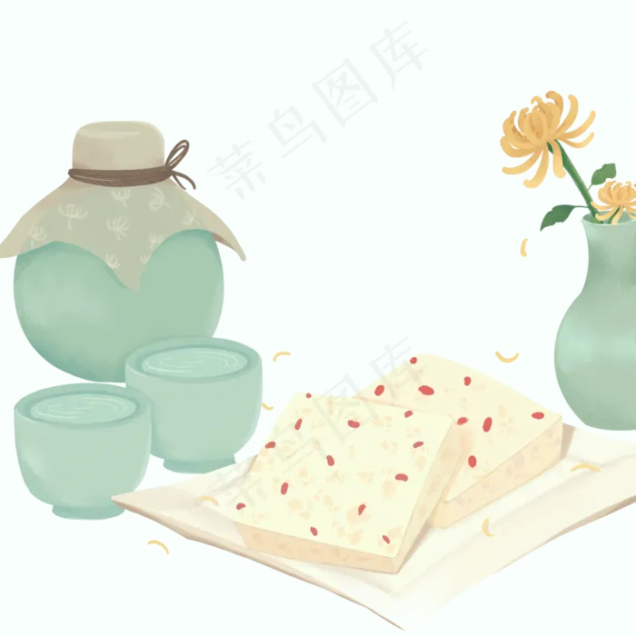 重阳节桂花糕酒水(3000X3000(DPI:300))psd模版下载