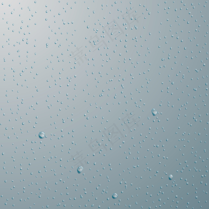 一滴水。蓝色背景上的雨滴或雨滴。插图