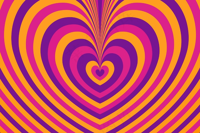 迷幻奇幻的彩色心形背景层